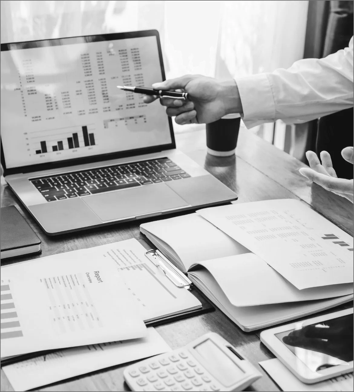 Laptop and documents used for a plant and equipment valuation review