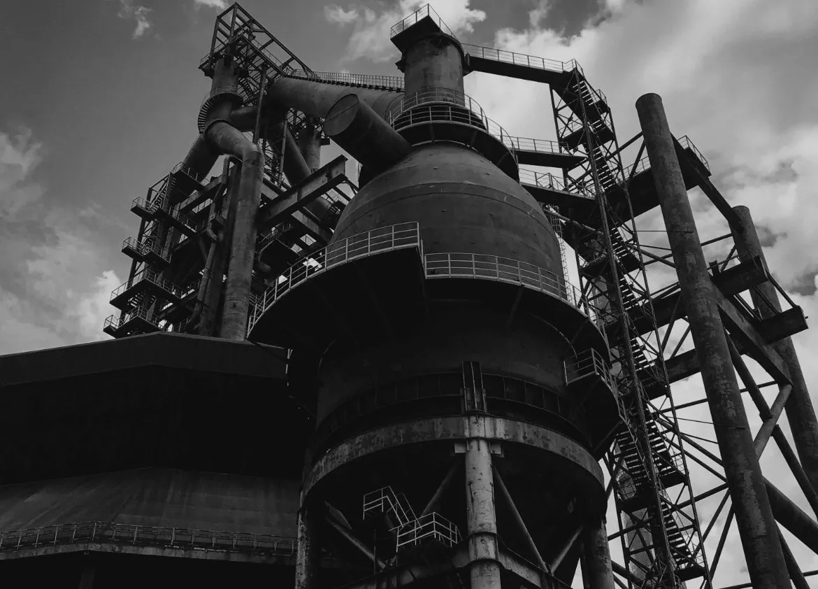 Blast furnace and steelwork at an industrial site